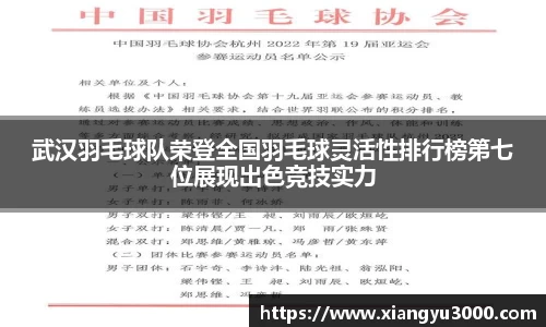 武汉羽毛球队荣登全国羽毛球灵活性排行榜第七位展现出色竞技实力
